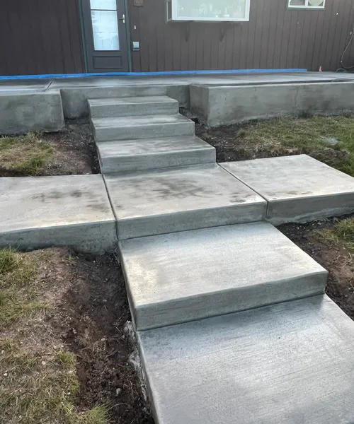 Broom Finish Patio,Stairs System And Planters in Kent 